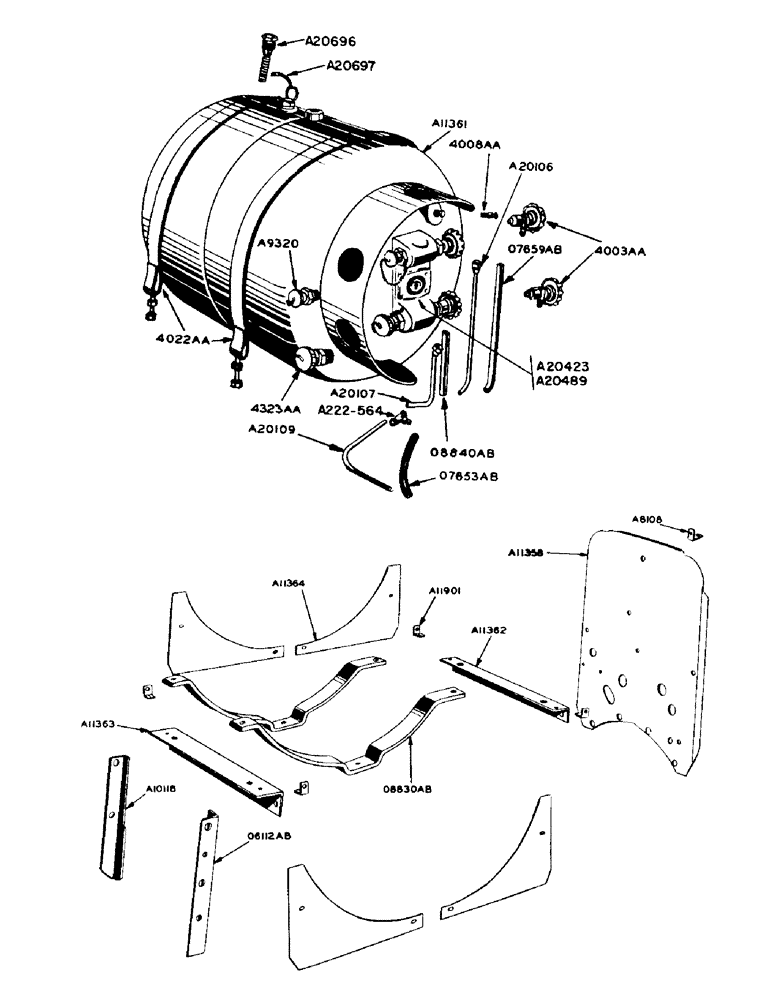 Схема запчастей Case IH 940 - (2-040) - LP-GAS ENGINE, FUEL TANKS AND SUPPORTS (03) - FUEL SYSTEM