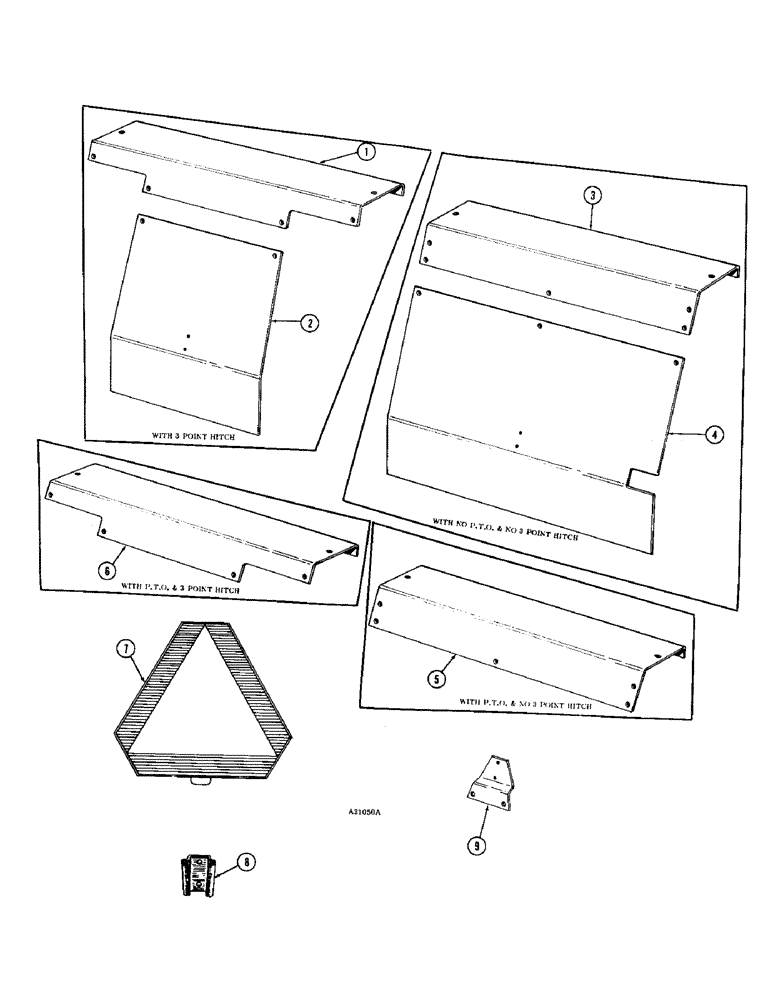 Схема запчастей Case IH 1470 - (068) - REAR COVERS AND SHEETS, WITH THREE POINT HITCH (09) - CHASSIS