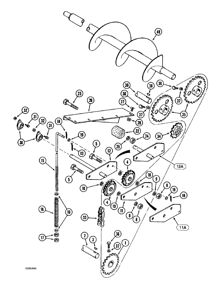 Схема запчастей Case IH 1682 - (9-078) - GRAIN ELEVATOR DRIVE (09) - CHASSIS ATTACHMENTS