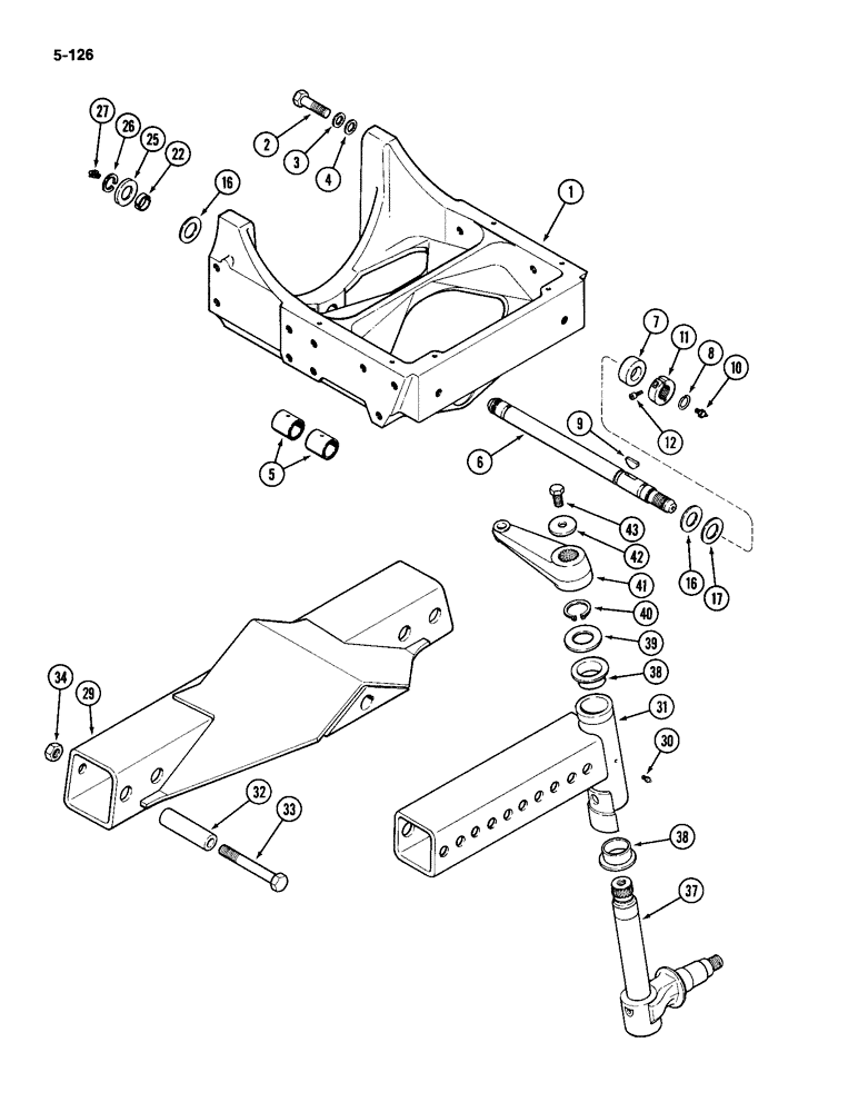 Схема запчастей Case IH 2094 - (5-126) - ADJUSTABLE FRONT AXLE, STANDARD AND LONG AXLE WITH STANDARD WHEEL BASE (05) - STEERING