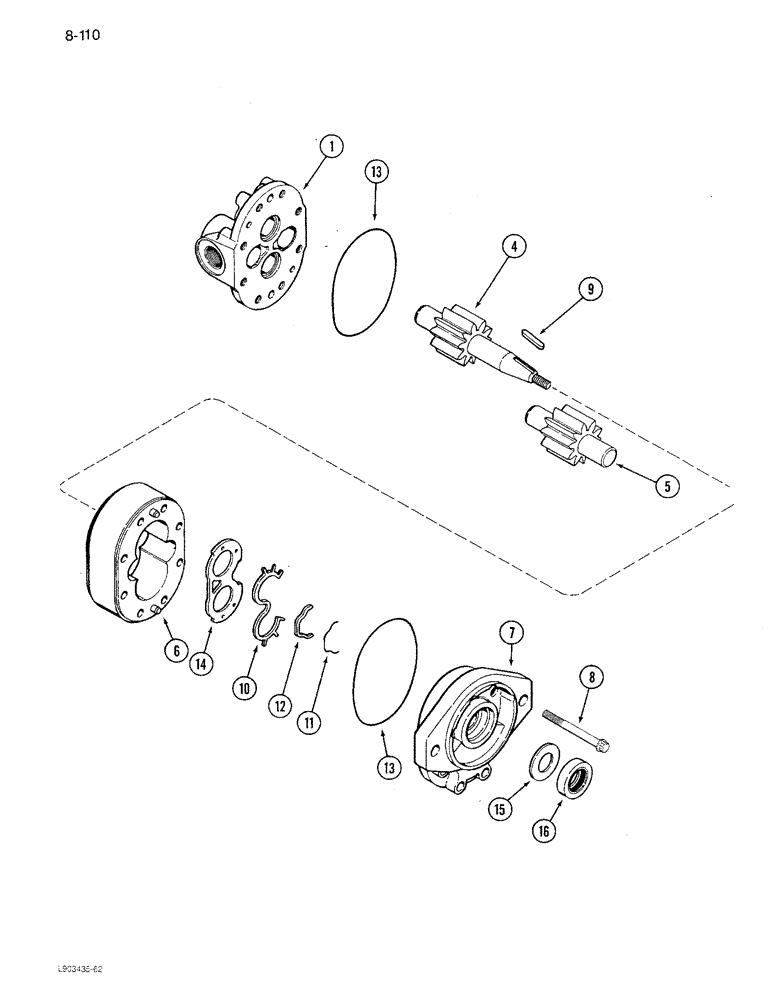 Схема запчастей Case IH 1680 - (8-110) - REEL DRIVE PUMP ASSEMBLY, P.I.N. JJC0046598 THROUGH JJC0117059 (07) - HYDRAULICS