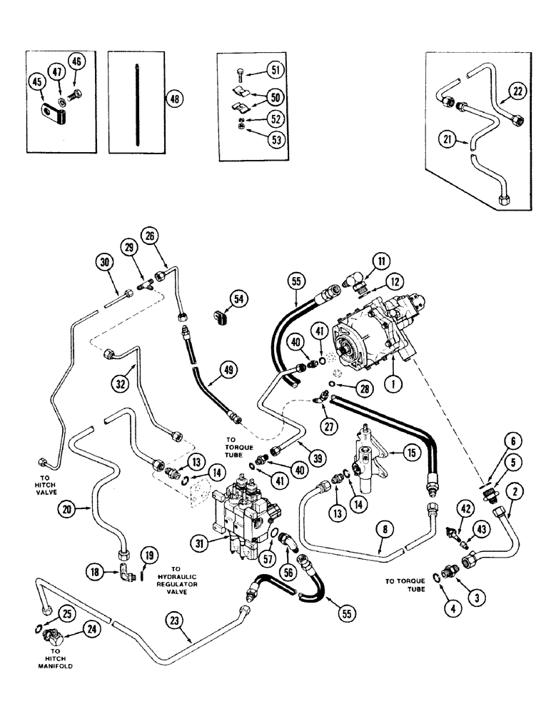 Схема запчастей Case IH 2594 - (8-006) - HYDRAULIC PUMP AND LINES, WITH HITCH, TRANSMISSION SERIAL NO. 16283224 AND AFTER (08) - HYDRAULICS