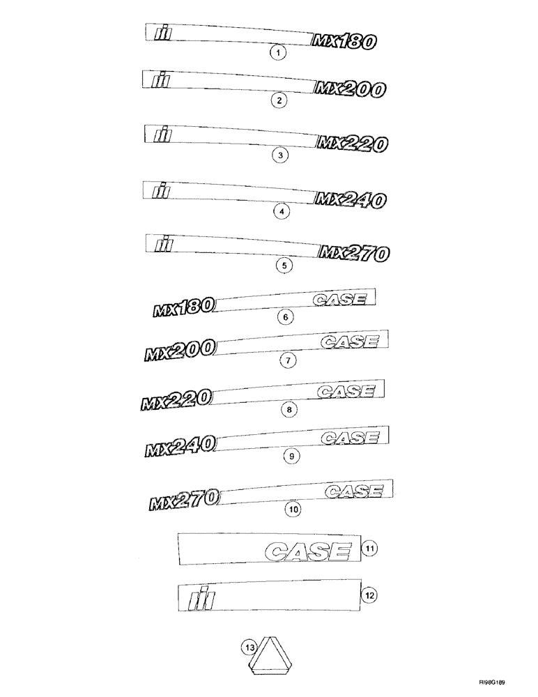 Схема запчастей Case IH MX200 - (9-150) - DECALS (09) - CHASSIS/ATTACHMENTS