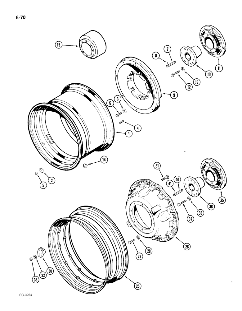 Схема запчастей Case IH 1896 - (6-70) - CAST DUAL REAR WHEELS (06) - POWER TRAIN