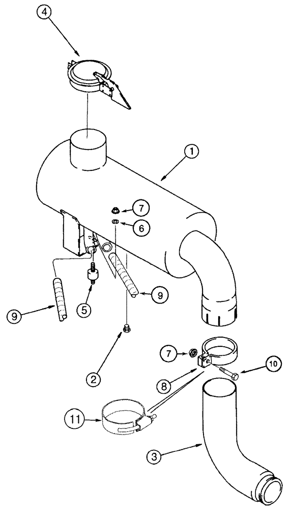 Схема запчастей Case IH 2344 - (02-10) - EXHAUST SYSTEM - SPARK ARRESTER (01) - ENGINE