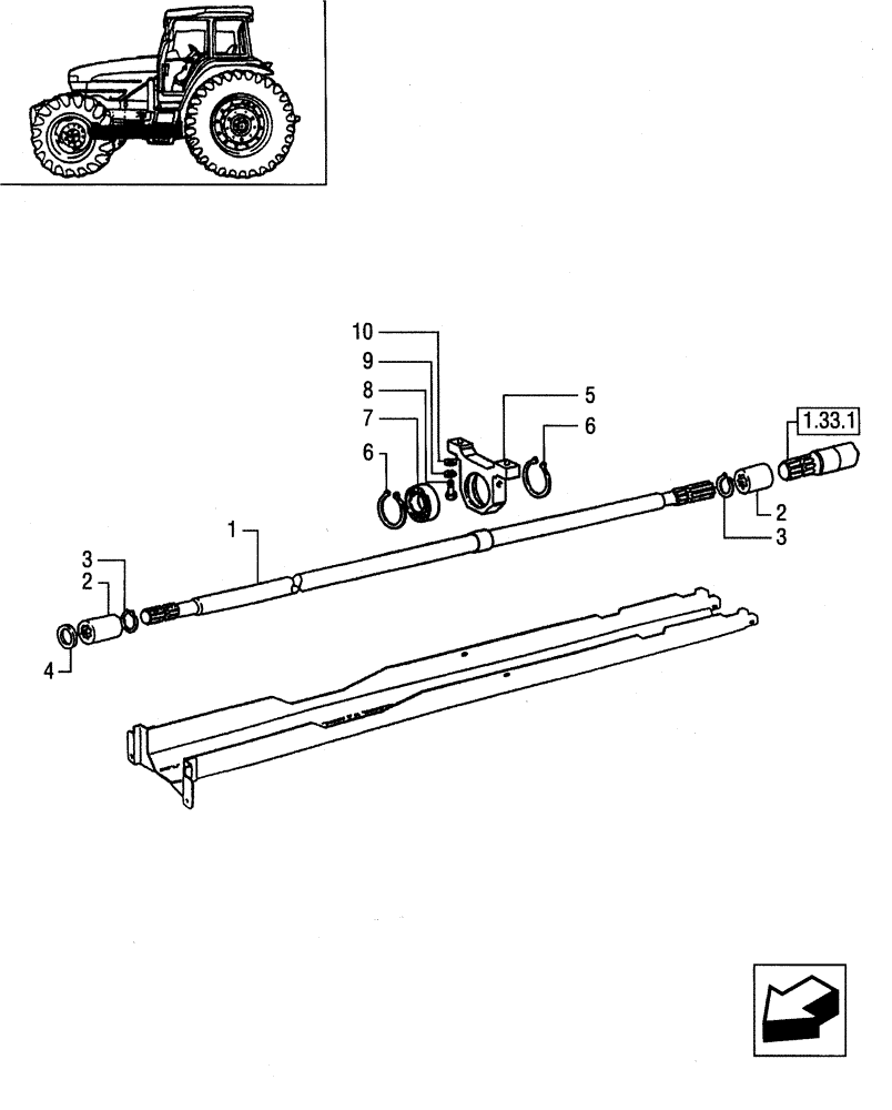 Схема запчастей Case IH JX85 - (1.38.5) - TRANSMISSION SHAFT (04) - FRONT AXLE & STEERING