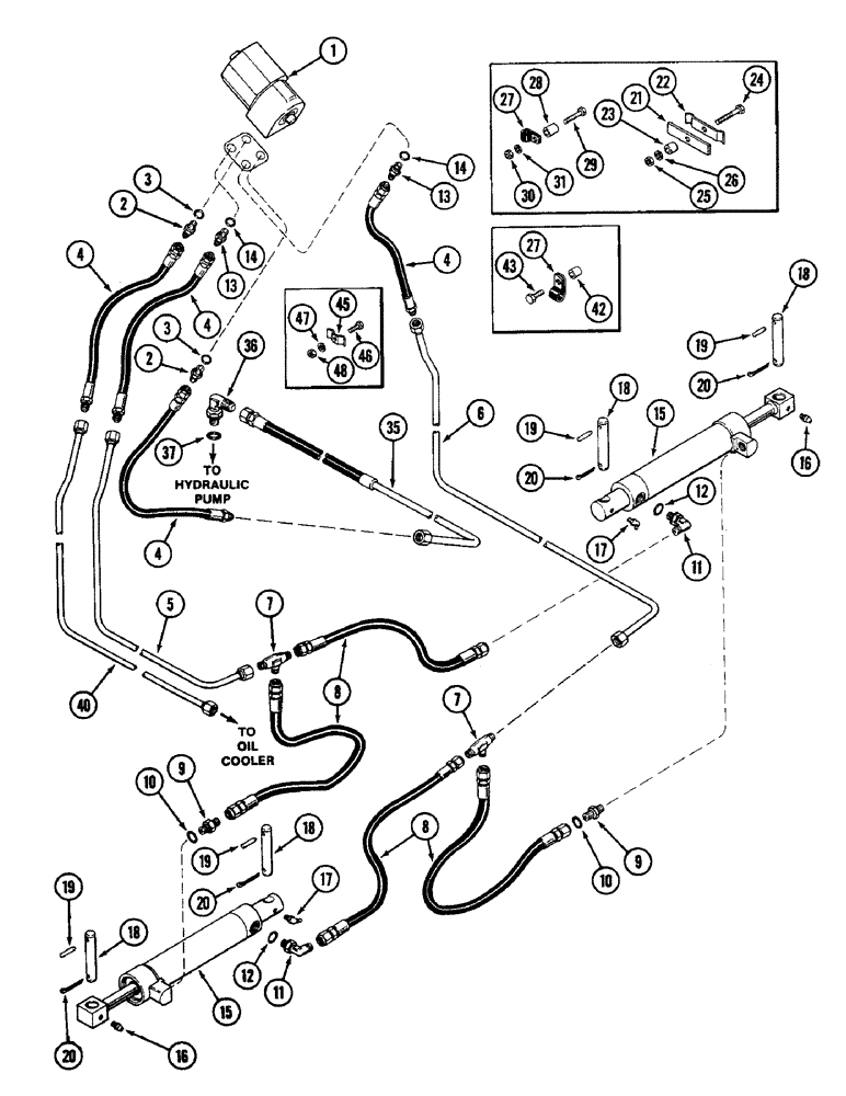 Схема запчастей Case IH 4890 - (5-136) - FRONT STEERING HYDRAULICS (05) - STEERING