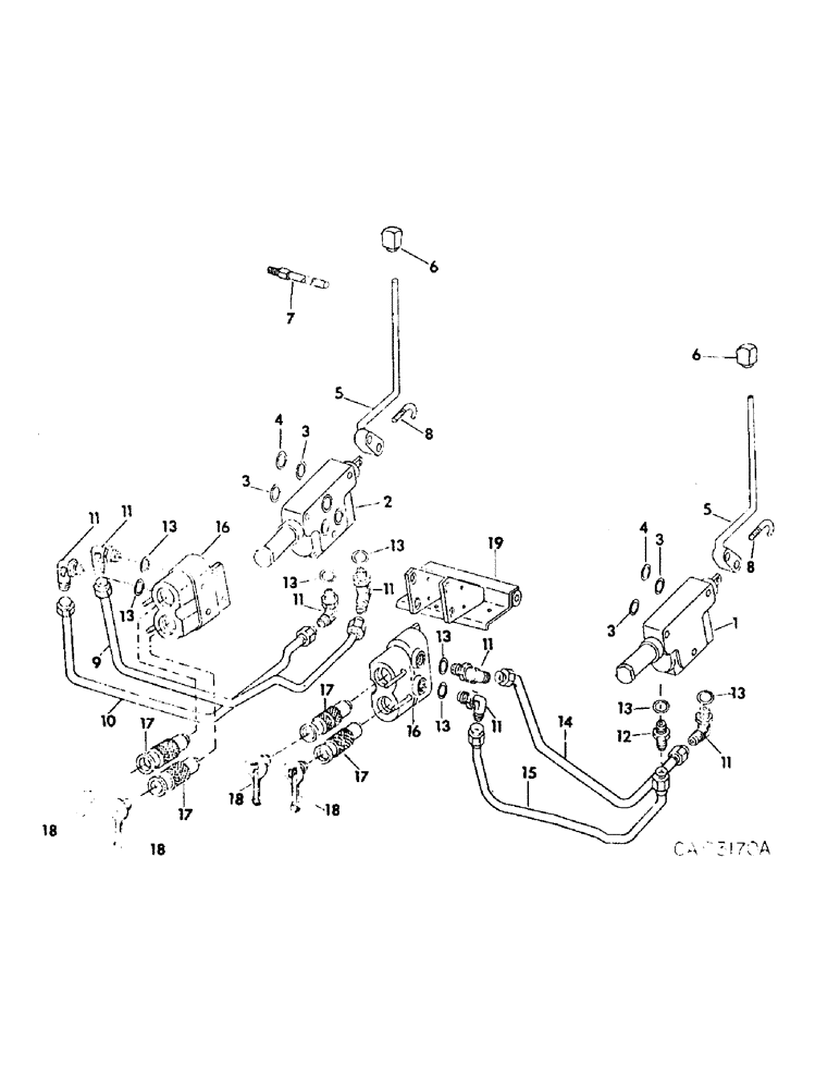 Схема запчастей Case IH HYDRO 70 - (10-34) - HYDRAULICS, AUXILIARY VALVES AND CONNECTIONS (07) - HYDRAULICS