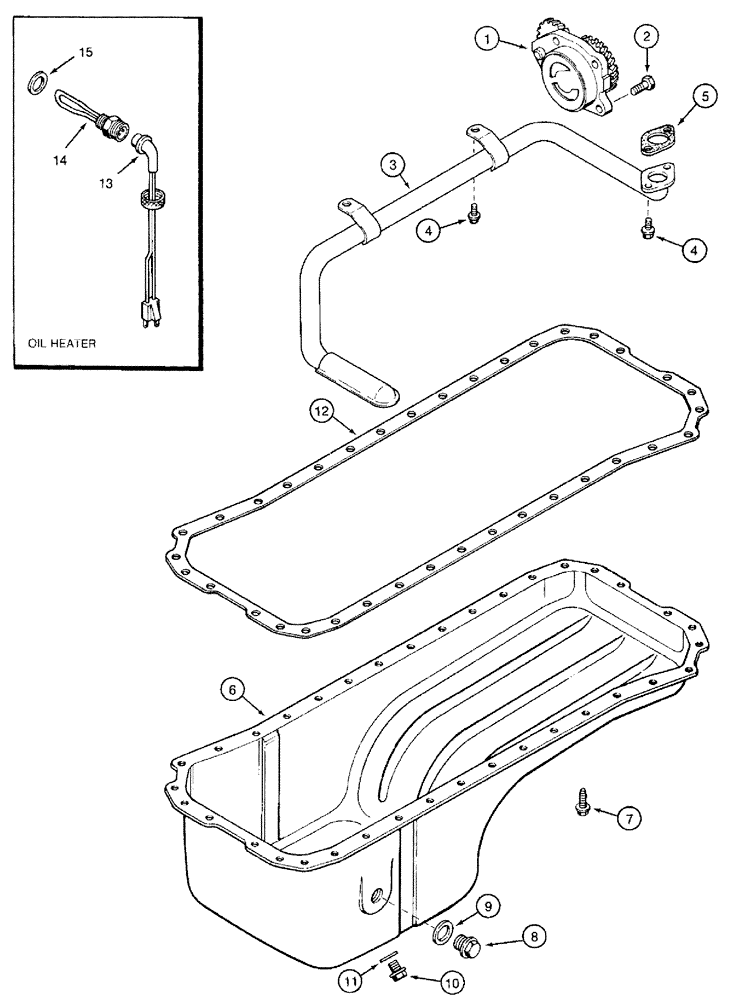 Схема запчастей Case IH 3185 - (03-014) - OIL PUMP, PAN & HEATER (01) - ENGINE