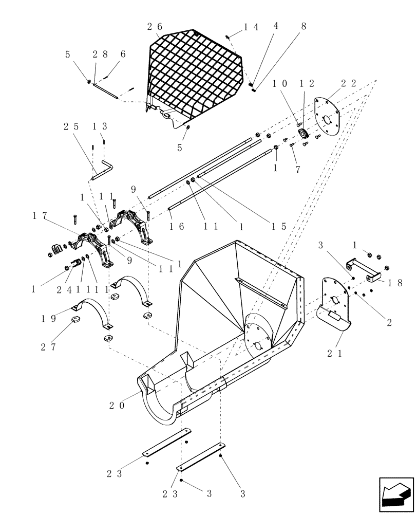 Схема запчастей Case IH 3380 - (58.120.02) - AUGER HOPPER ASSEMBLY (58) - ATTACHMENTS/HEADERS