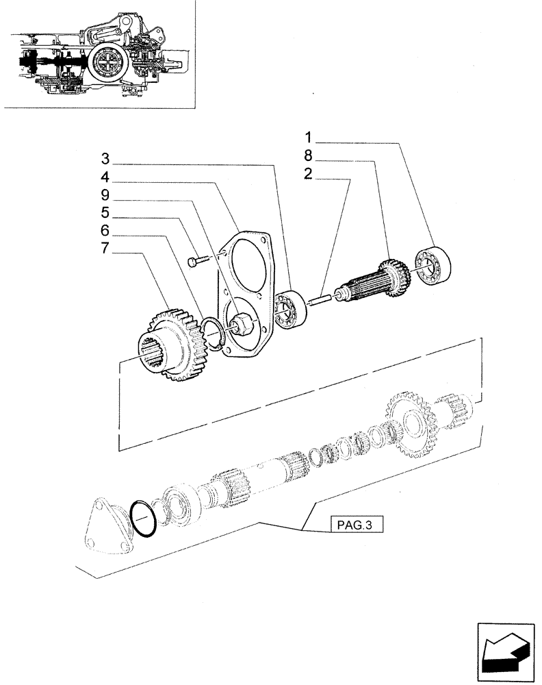 Схема запчастей Case IH JX95 - (1.28.1/02[02]) - (VAR.113) GEARBOX - 20+12 SYNCHRO SHUTTLE+CREEPER - SHAFT AND COVER (03) - TRANSMISSION