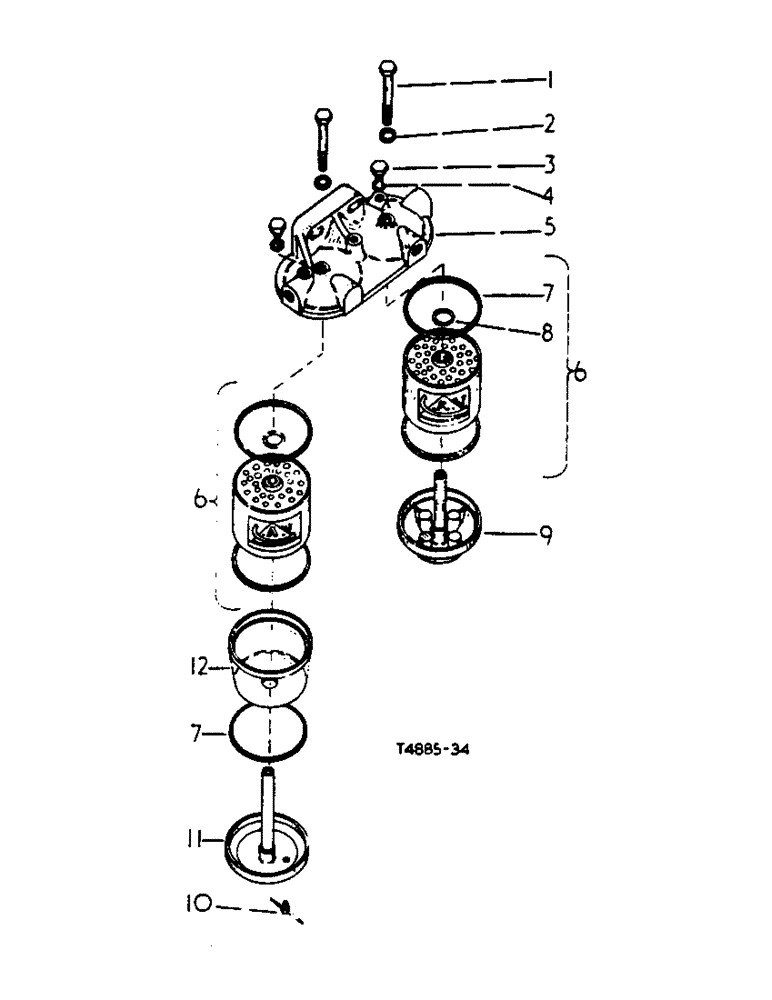 Схема запчастей Case IH 444 - (6-64A) - FUEL FILTER AGGLOMERATOR (03) - FUEL SYSTEM