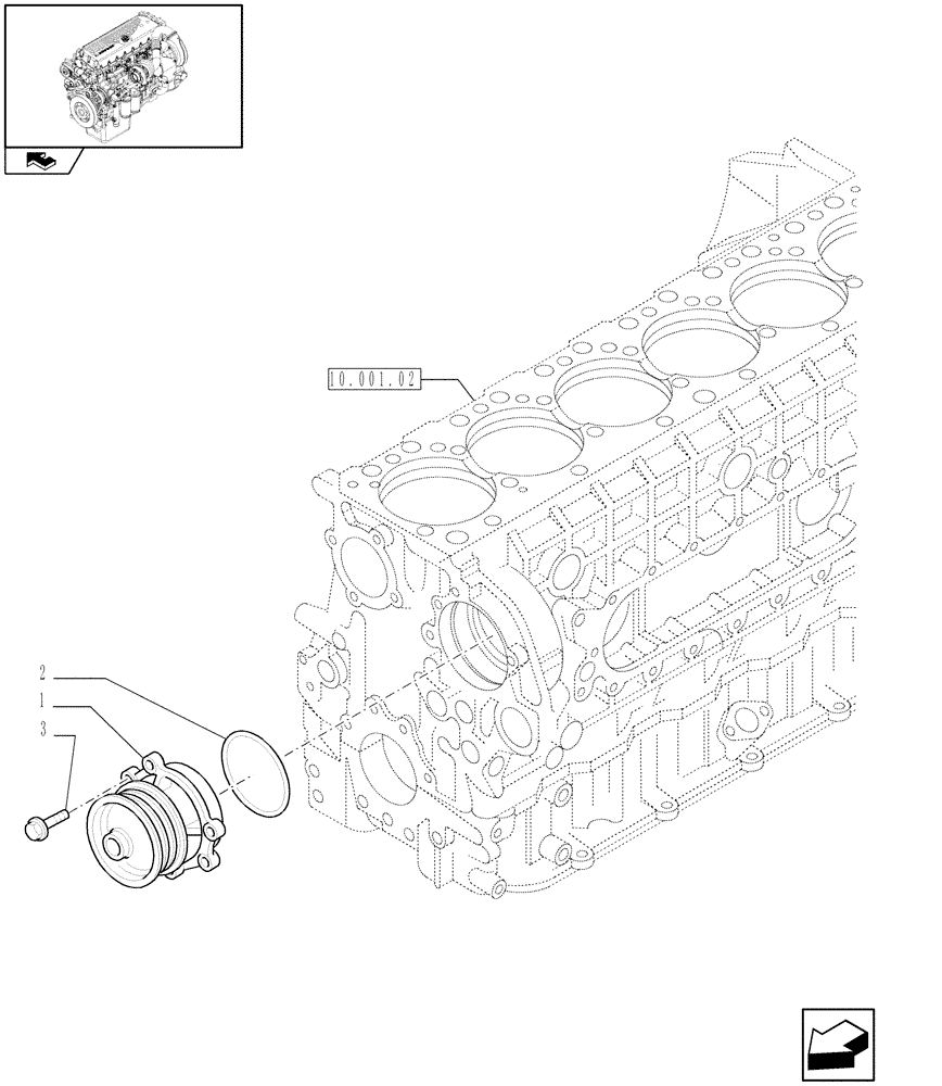 Схема запчастей Case IH F3CE0684F E001 - (10.402.02) - WATER PUMP & RELATED PARTS (504154377) (01) - ENGINE