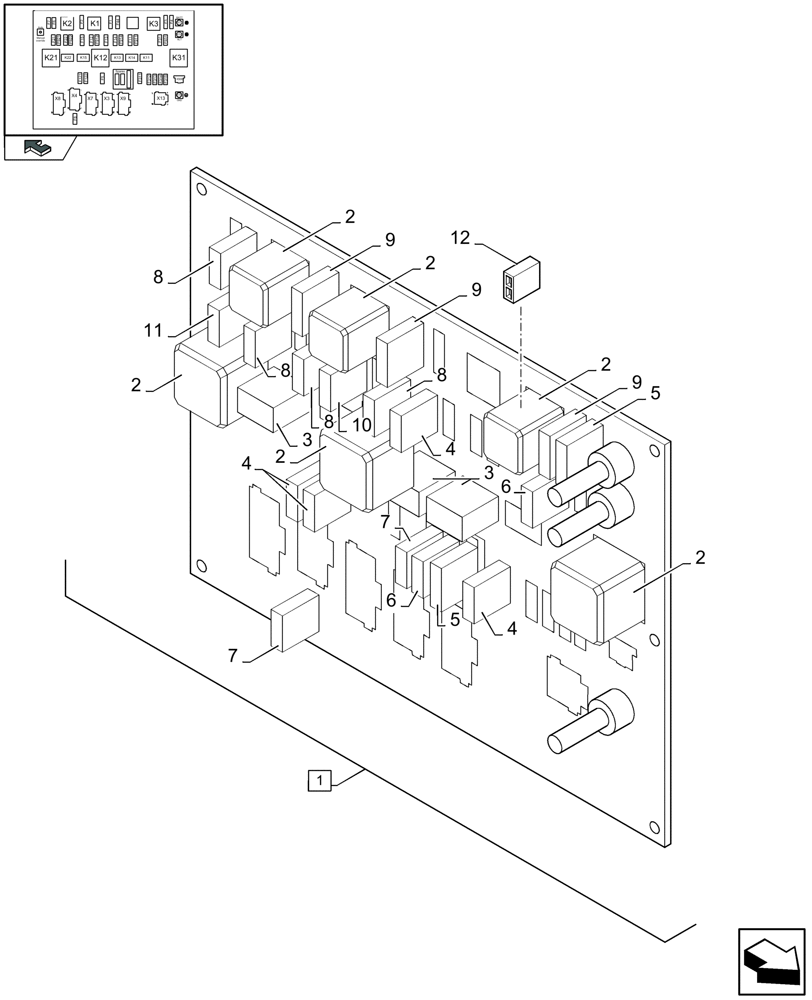 Схема запчастей Case IH LBX332R - (06.01B[02]) - FUSE PRINT - D500 (06) - ELECTRICAL SYSTEMS