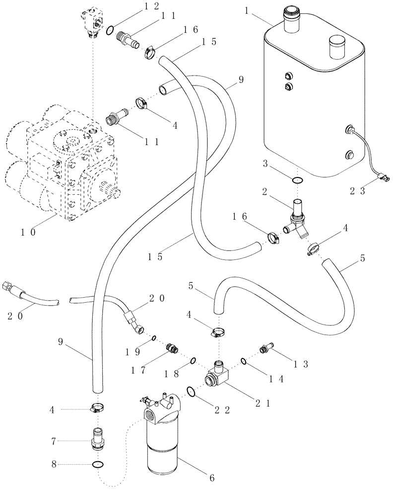 Схема запчастей Case IH 2377 - (08-02) - HYDRAULICS - RESERVOIR TO HYDROSTATIC PUMP (07) - HYDRAULICS