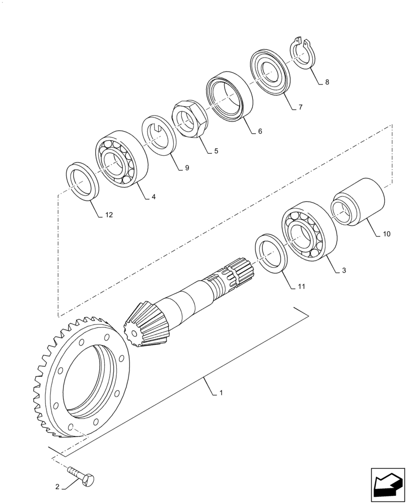 Схема запчастей Case IH MAXXUM 110 - (1.40. 0/06[01]) - 4WD (CL.3) FRONT AXLE WITH LIMITED SLIP DIFF. LOCK - BEVEL GEAR PAIR (04) - FRONT AXLE & STEERING