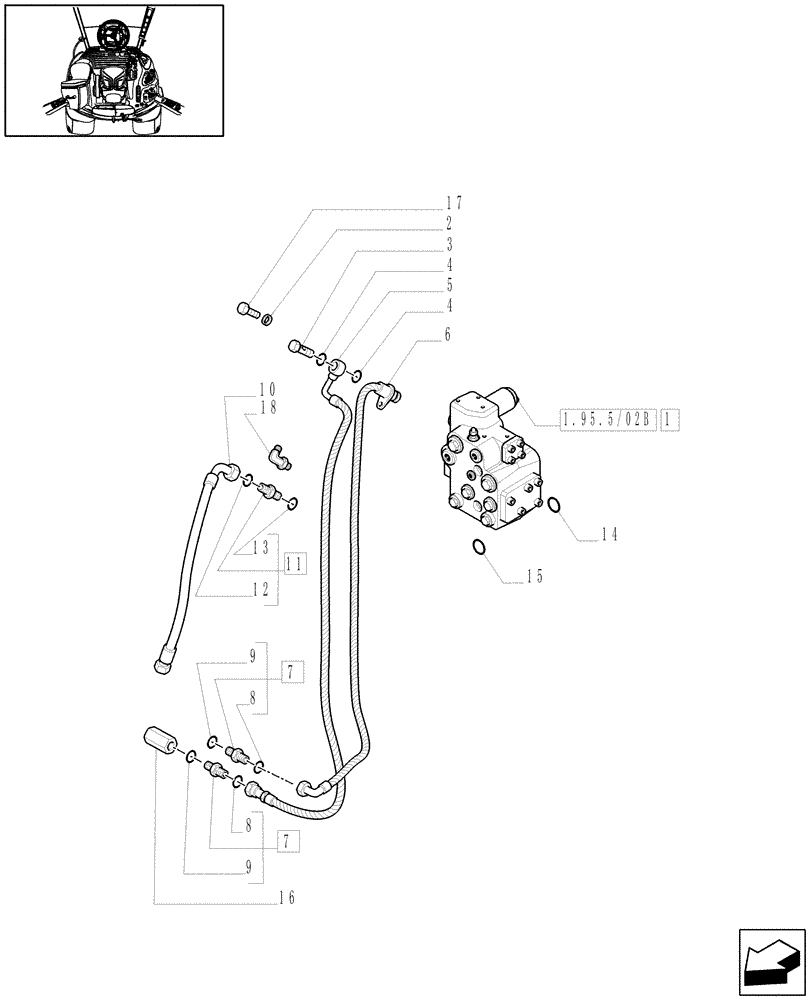 Схема запчастей Case IH PUMA 195 - (1.95.5/02) - (VAR.636) FAST STEERING - POWER STEERING, VALVE AND PIPES (10) - OPERATORS PLATFORM/CAB