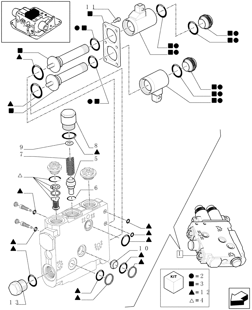 Схема запчастей Case IH MAXXUM 120 - (1.82.7/01E) - VALVE CONTROL - BREAKDOWN (07) - HYDRAULIC SYSTEM