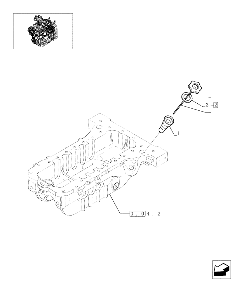 Схема запчастей Case IH MAXXUM 110 - (0.27.0) - ENGINE OIL DIPSTICK (STD + VAR.330003-332115-332116) (01) - ENGINE