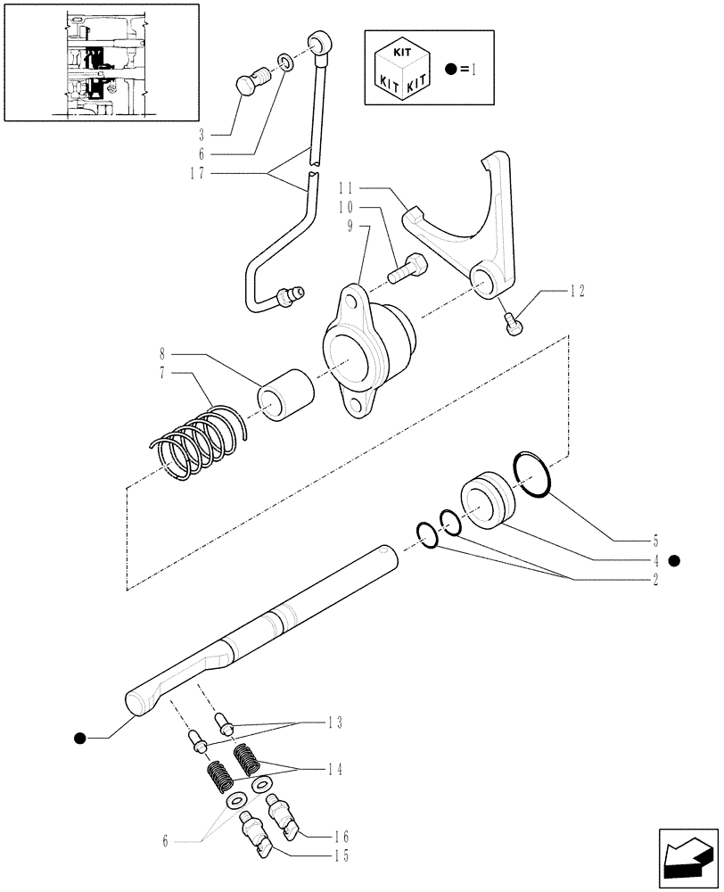 Схема запчастей Case IH MXU115 - (1.32.3[02]) - (VAR.095-100) CREEPER TRANSMISSION FOR TRANSMISSION 16X16-24X24 - CONTROL REDUCTION (03) - TRANSMISSION