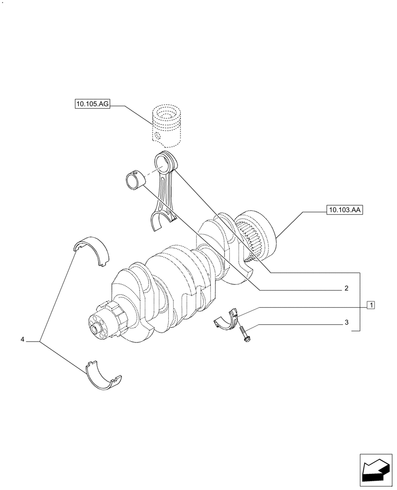 Схема запчастей Case IH FARMALL 140A - (10.105.AC) - CONNECTING ROD (10) - ENGINE