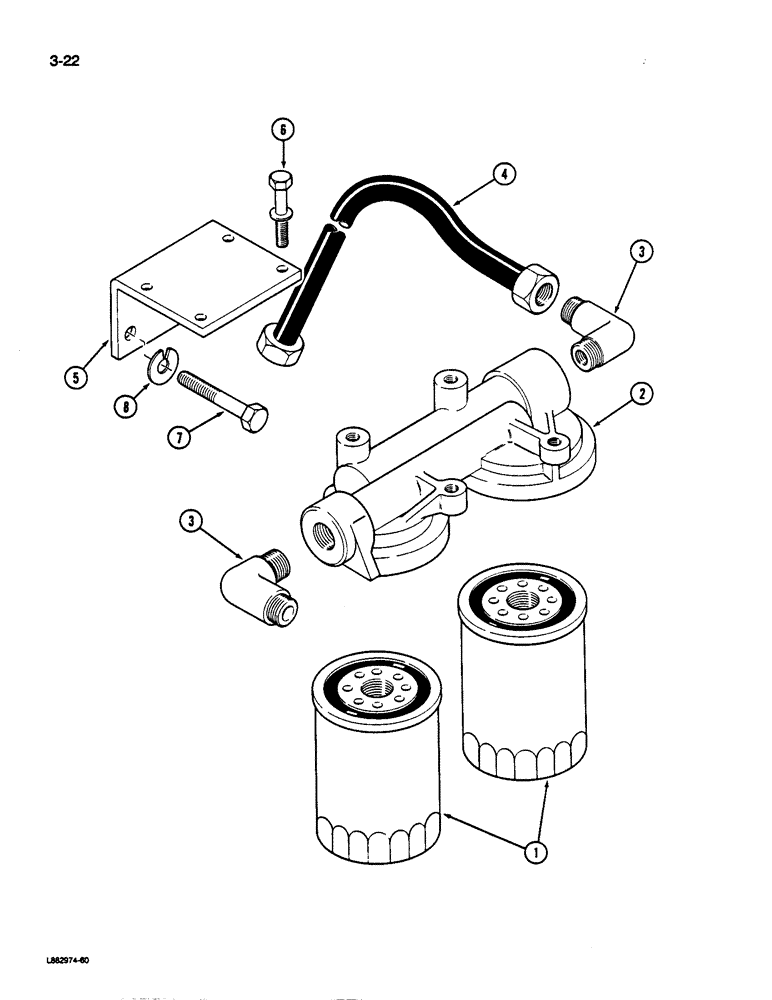 Схема запчастей Case IH 9170 - (3-22) - FUEL FILTER, 855 ENGINE (03) - FUEL SYSTEM