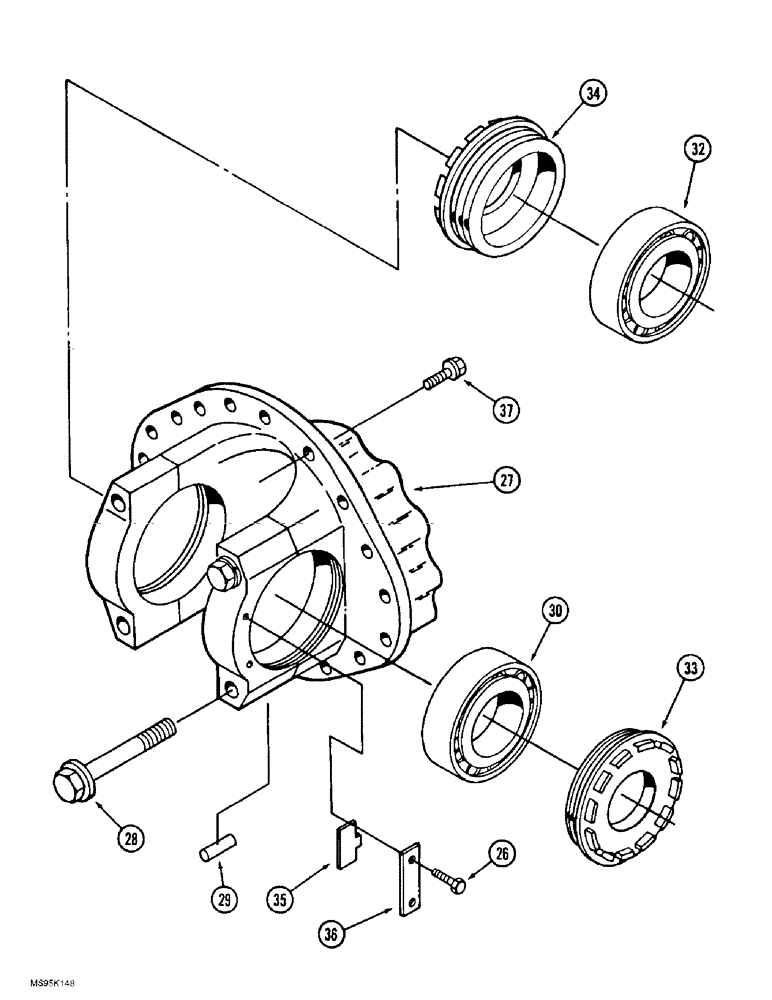 Схема запчастей Case IH 9390 - (6-158) - AXLE ASSEMBLY, DIFFERENTIAL AND CARRIER WITHOUT LIMITED SLIP (CONTD) (06) - POWER TRAIN