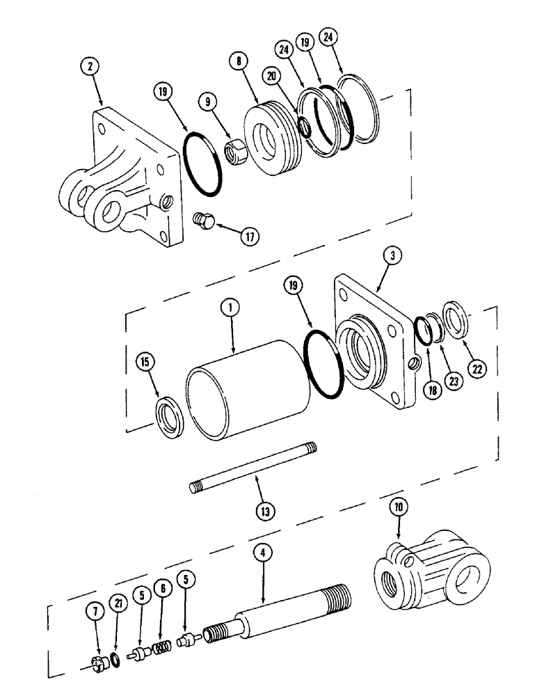 Схема запчастей Case IH 4500 - (8-056) - HYD. CYL., W/ DUAL FRONT PORTS, 3-1/4 ID X 8 INCH STROKE, CROSS, MODELS BUILD PRIOR TO OCTOBER 1981 (08) - HYDRAULICS