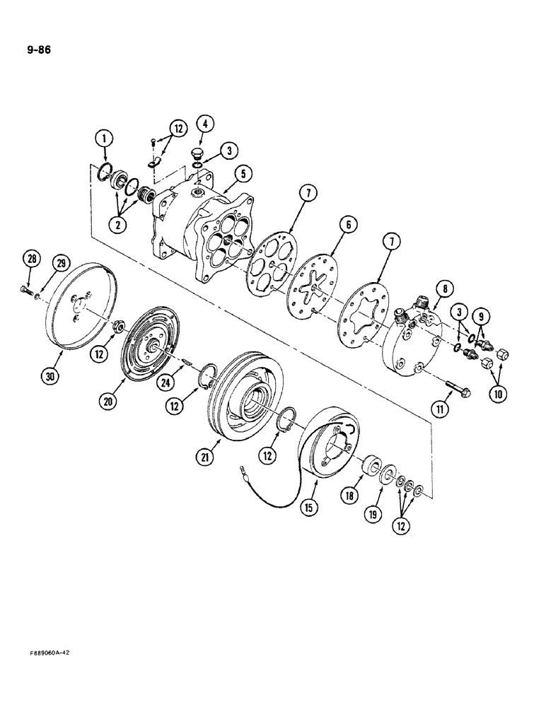 Схема запчастей Case IH 9280 - (9-86) - AIR CONDITIONING, COMPRESSOR ASSEMBLY (09) - CHASSIS/ATTACHMENTS