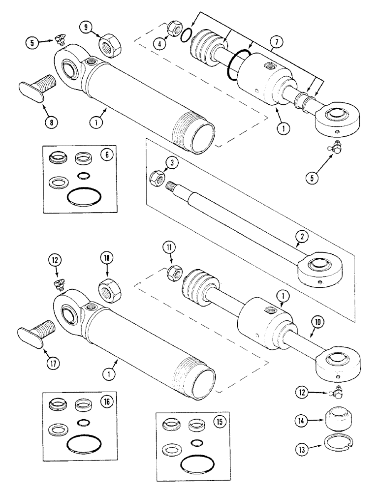 Схема запчастей Case IH 1294 - (5-104) - STEERING CYLINDER, MFD TRACTORS (05) - STEERING