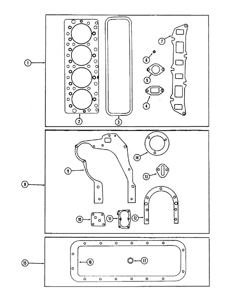 Схема запчастей Case IH 660 - (404) - ENGINE GASKET KITS, 201 SPARK IGNITION ENGINE 