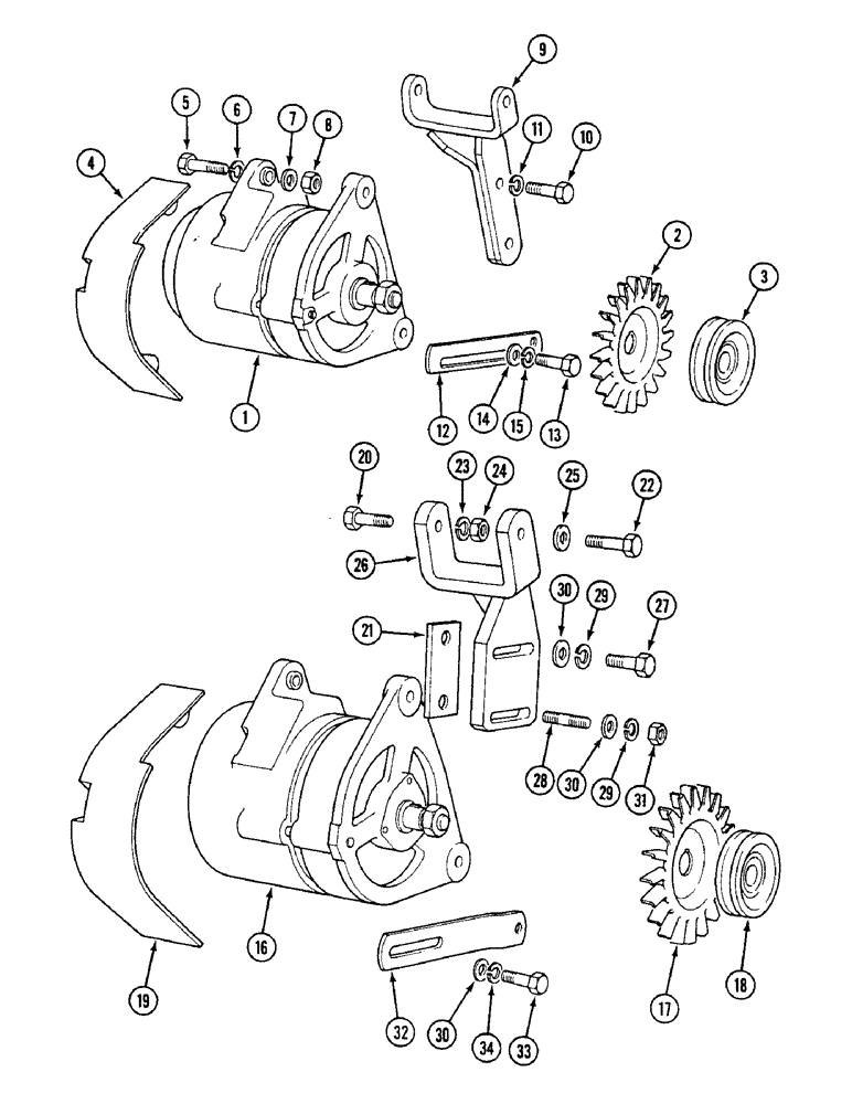 Схема запчастей Case IH 1594 - (4-68) - ALTERNATOR FITTINGS, ENGINES PRIOR TO P.I.N. 11468481 (04) - ELECTRICAL SYSTEMS