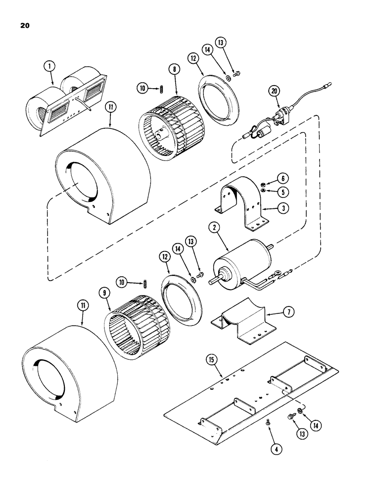 Схема запчастей Case IH 1390 - (20) - CAB, BLOWER ASSEMBLY (09) - CHASSIS