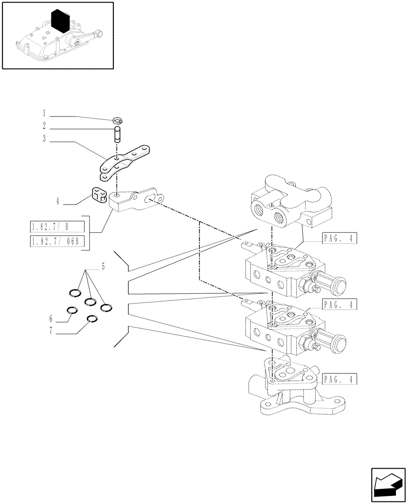 Схема запчастей Case IH JX1095C - (1.82.7/06[05]) - (VAR.108) 2 REAR REMOTE VALVES FOR MDC - RINGS - D5484 (07) - HYDRAULIC SYSTEM