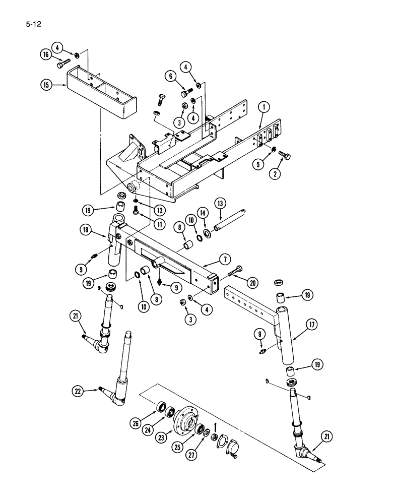 Схема запчастей Case IH 265 - (5-12) - ADJUSTABLE FRONT AXLE (05) - STEERING