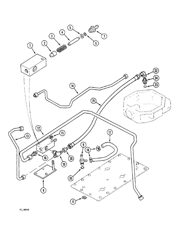 Схема запчастей Case IH 3220 - (8-016) - REGULATOR VALVE AND CONNECTIONS-CREEP, WITHOUT CAB (08) - HYDRAULICS