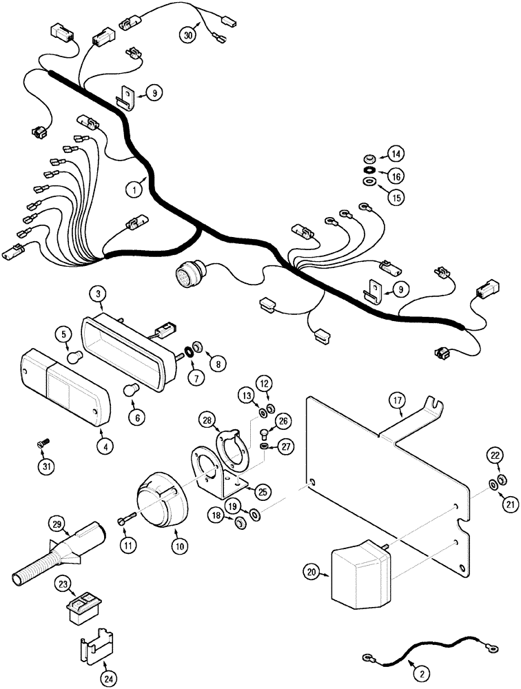 Схема запчастей Case IH CX100 - (04-09) - HARNESS - REAR FENDER (04) - ELECTRICAL SYSTEMS