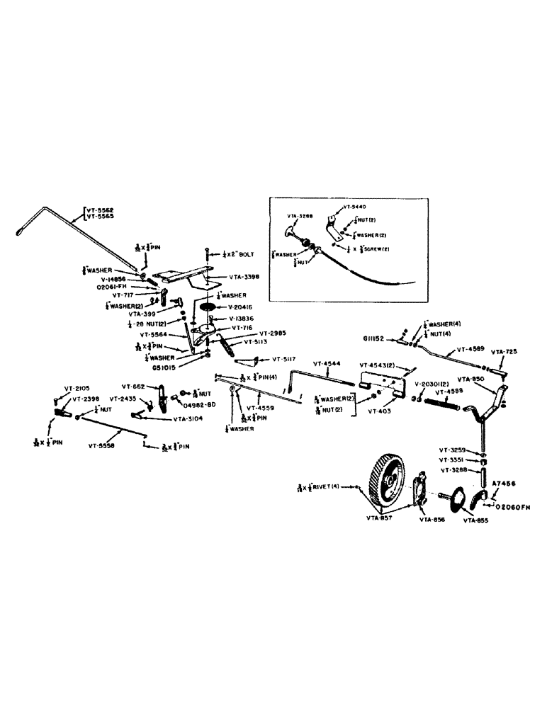 Схема запчастей Case IH VA-SERIES - (028) - GOVERNOR AND THROTTLE LINKAGE, VAC 14 AND VAO 15 TRACTORS (03) - FUEL SYSTEM