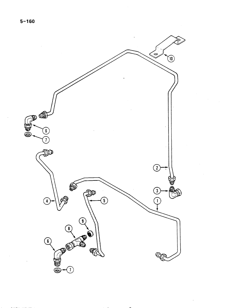 Схема запчастей Case IH 485 - (5-160) - STEERING PIPES REAR, 2 SPEED POWER SHIFT, TRACTOR WITH FORWARD AND REVERSE, P.I.N. 18001 AND AFTER (05) - STEERING