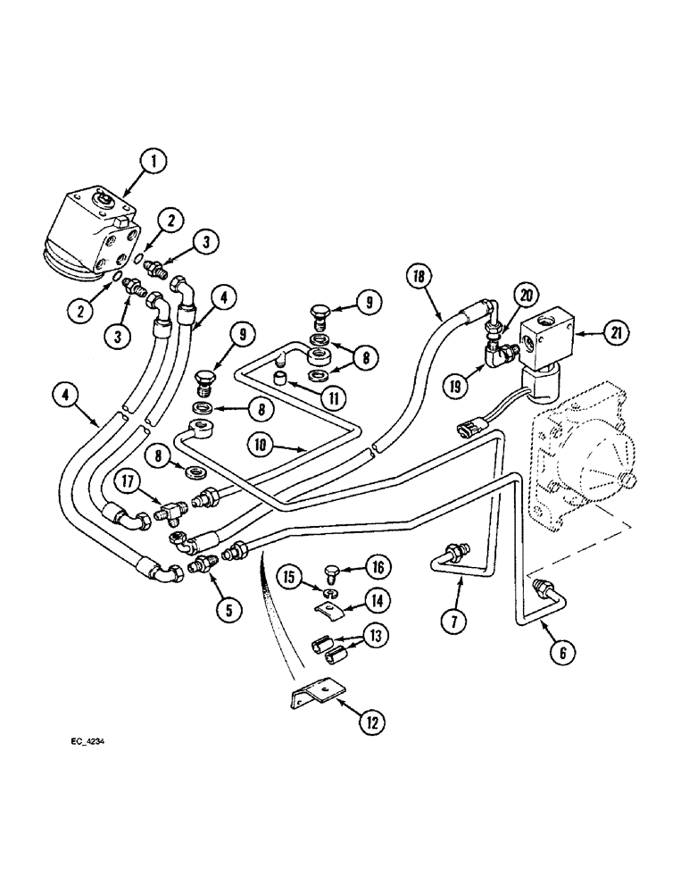 Схема запчастей Case IH 4240 - (5-18) - POWER STEERING TUBES, REAR, TWO WHEEL DRIVE TRACTORS WITH CAB (05) - STEERING