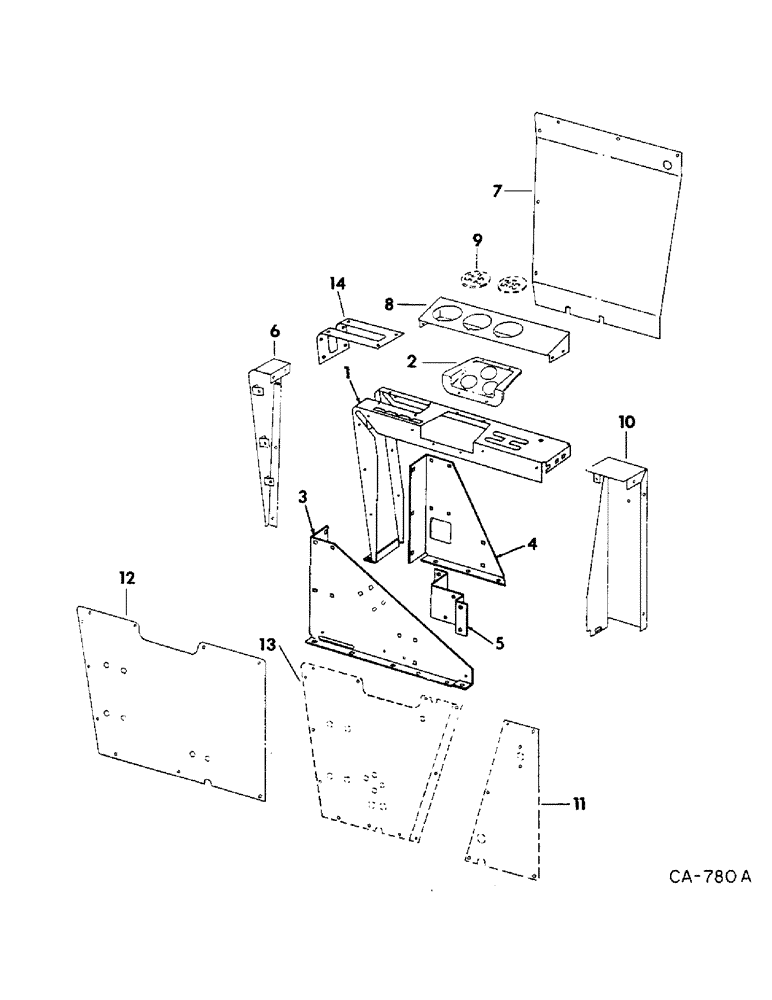 Схема запчастей Case IH 715 - (13-05) - SUPERSTRUCTURE, INSTRUMENT PANEL, COVER AND CONTROL SHEET (05) - SUPERSTRUCTURE