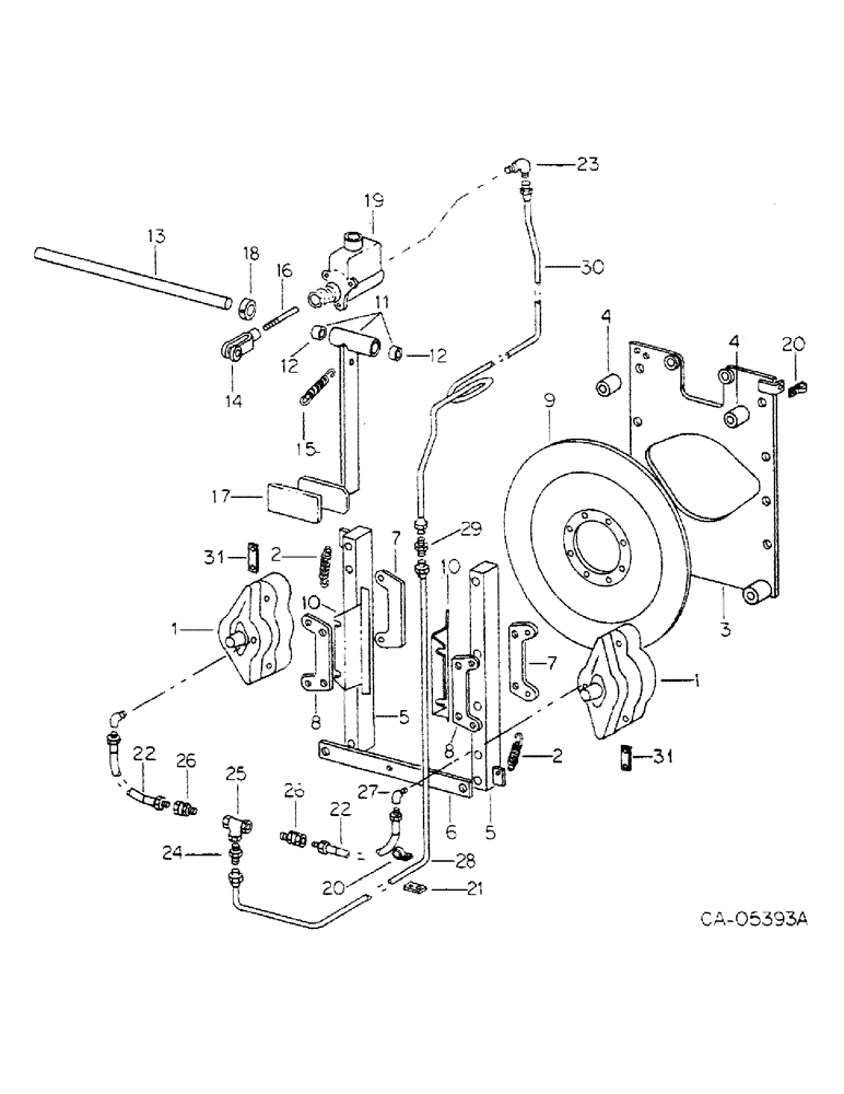 Схема запчастей Case IH 4386 - (04-05) - BRAKES, MASTER BRAKE AND CONTROLS, 4386 TRACTORS WITH SERIAL NO. 1500 AND BELOW (5.1) - BRAKES