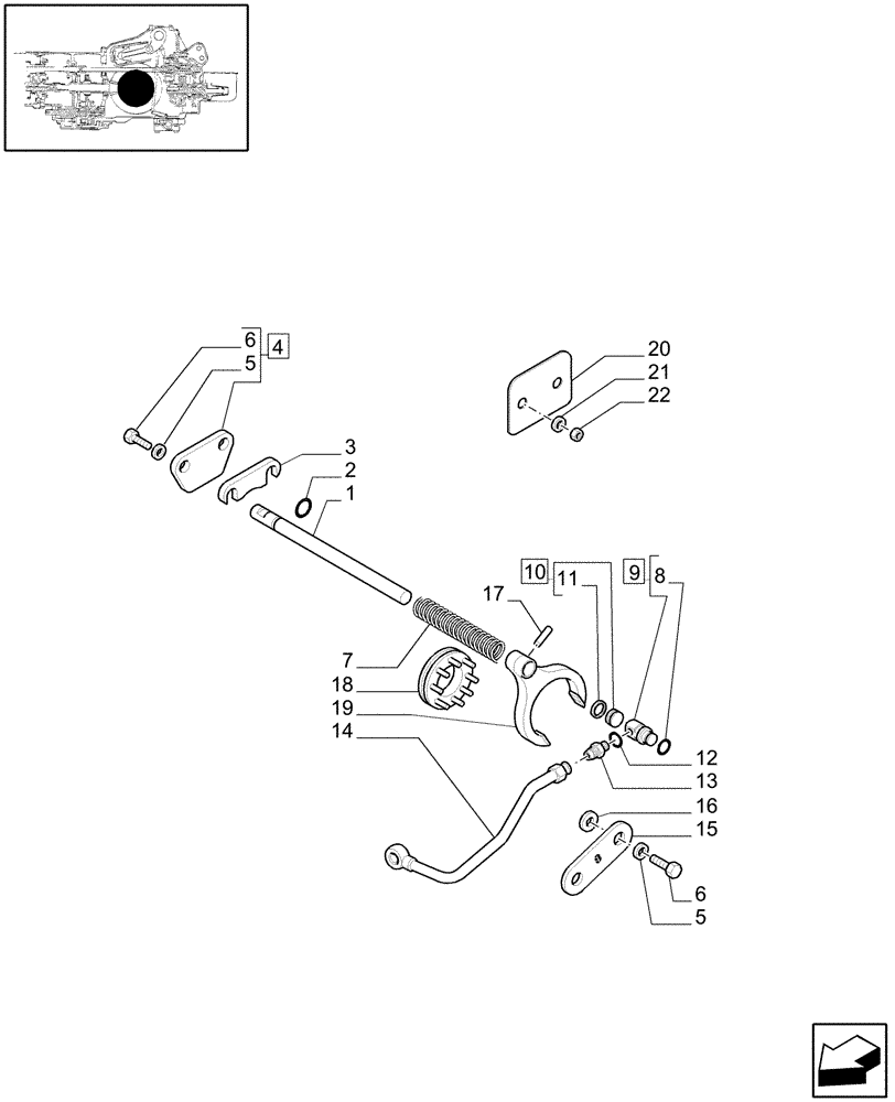 Схема запчастей Case IH JX1070C - (1.32.6/01[01]) - (VAR.323-323/1) STANDARD FRONT AXLE W/ ELECTROHYDR. DIFF. LOCK (40 KM/H) - FORK (03) - TRANSMISSION