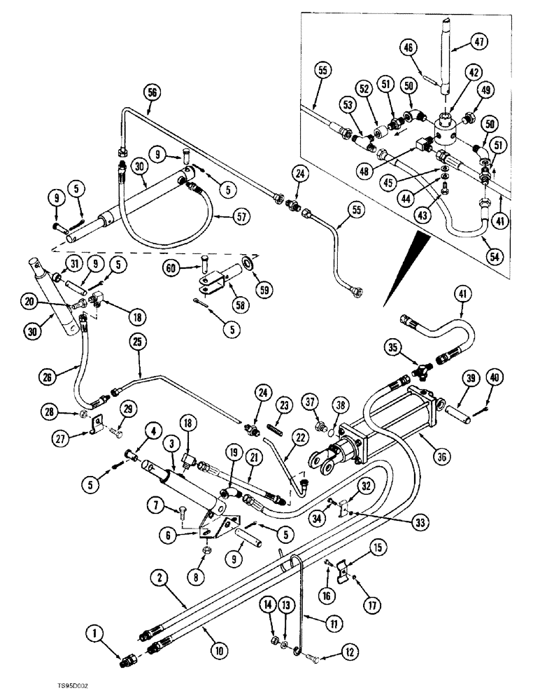 Схема запчастей Case IH 721 - (8-02) - 721, 725, AND 730 WINDROWER HYDRAULIC CIRCUIT, PRIOR TO P.I.N. 516 (08) - HYDRAULICS