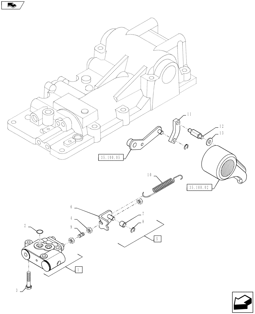 Схема запчастей Case IH FARMALL 35B - (35.100.03) - LIFT CONTROL VALVE & LINK W/DRAFT CONTROL (35) - HYDRAULIC SYSTEMS