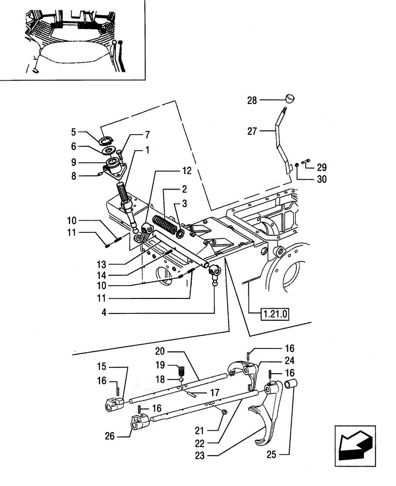 Схема запчастей Case IH JX90 - (1.32.2[03]) - CENTRAL REDUCER CONTROLS - RELEVANT PARTS (03) - TRANSMISSION