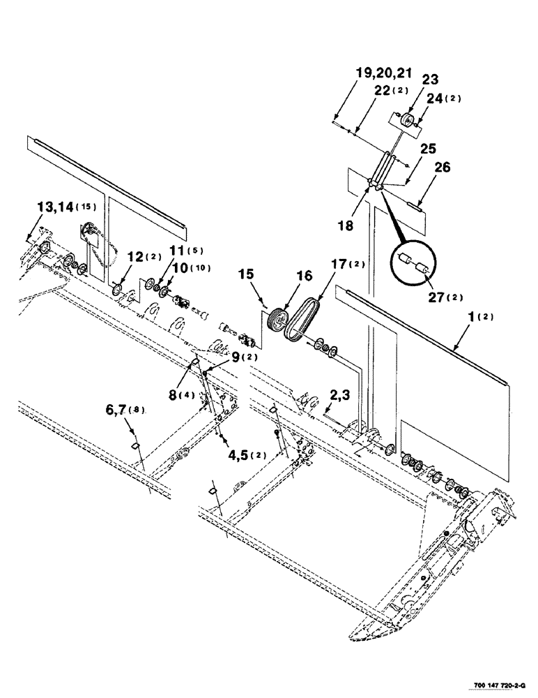 Схема запчастей Case IH 425 - (2-16) - SICKLE DRIVE ASSEMBLY, 30 FOOT (58) - ATTACHMENTS/HEADERS