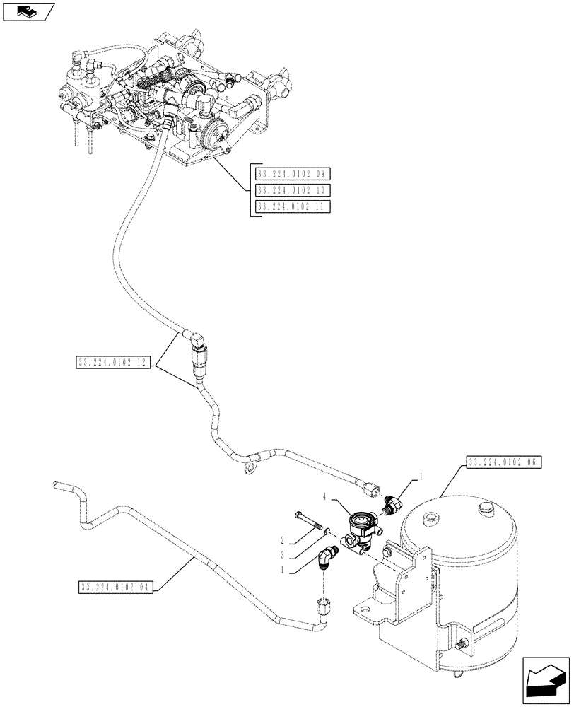 Схема запчастей Case IH PUMA 185 - (33.224.0102[08]) - ABS SYSTEM - PNEUMATIC TRAILER BRAKE - LEFT PRESSURE LIMITING VALVE (VAR. 743922) (33) - BRAKES & CONTROLS