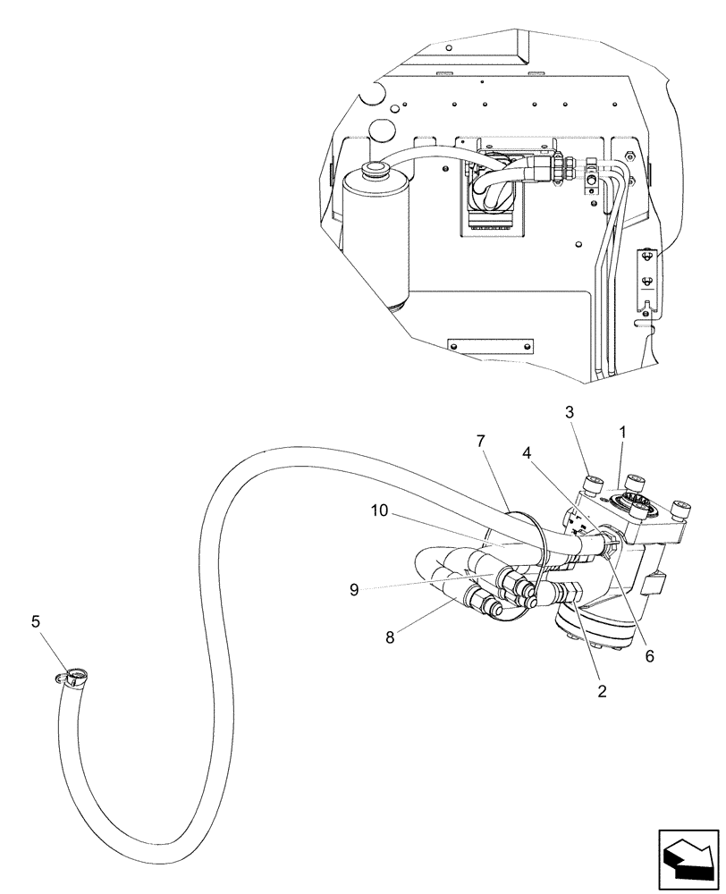 Схема запчастей Case IH DX60 - (10.14.01) - STEERING LINES (10) - OPERATORS PLATFORM/CAB