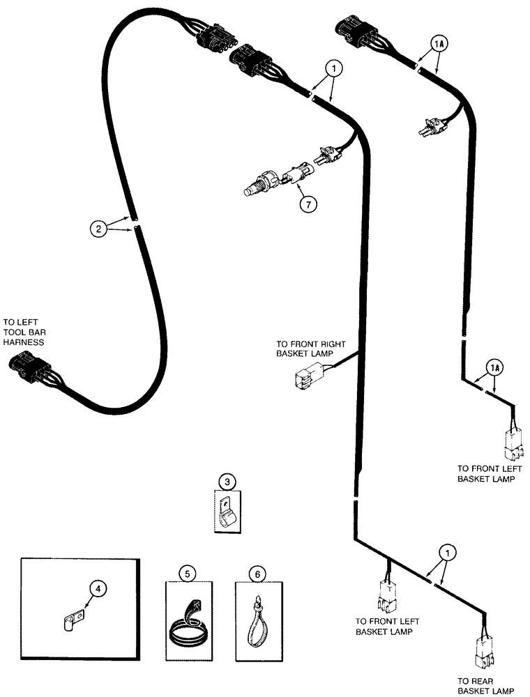 Схема запчастей Case IH 2555 - (04-11) - HARNESS, BASKET (06) - ELECTRICAL SYSTEMS